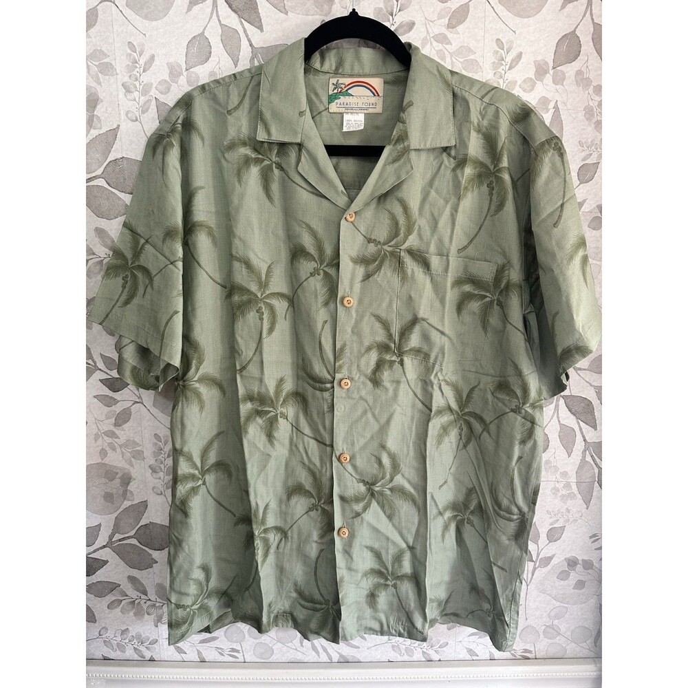 Vtg Paradise Found Shirt Medium Tropical Hawaii Palm Vacation Beach Magnum PI